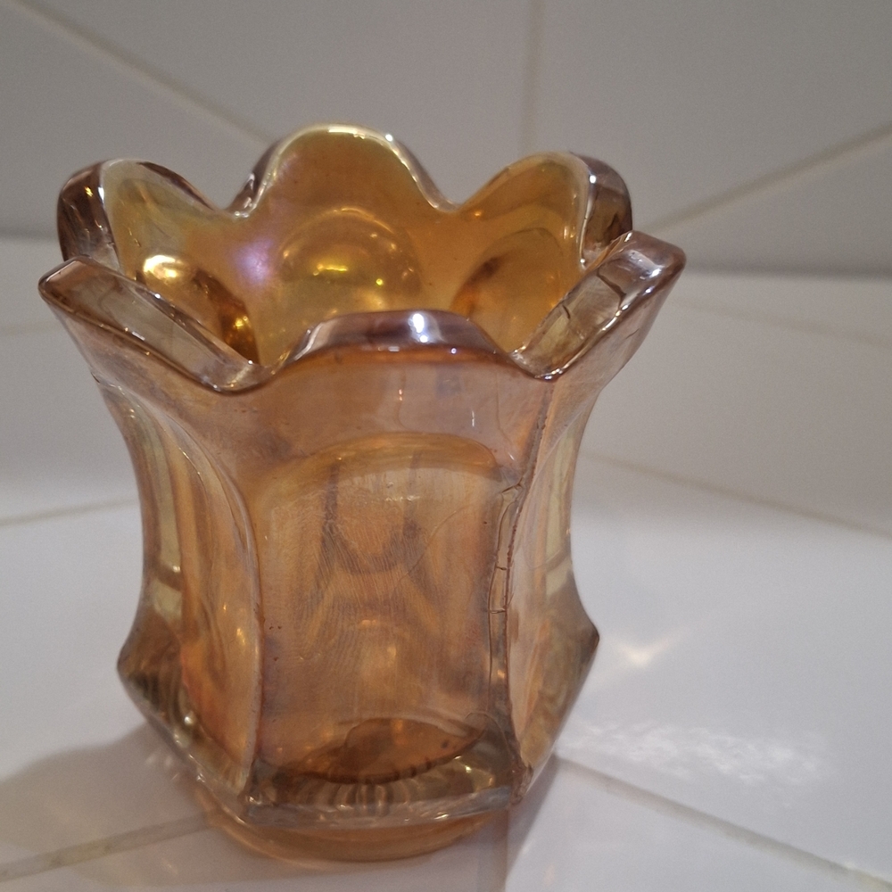 Amber Glass Candle Holder